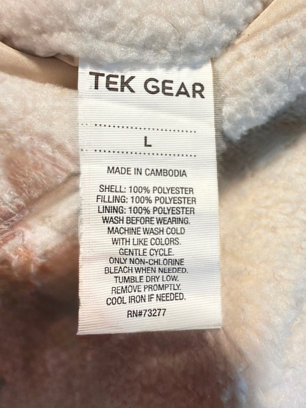 tek gear off white reversible quilted puffer vest Women’s size large | hh - Picture 3 of 3